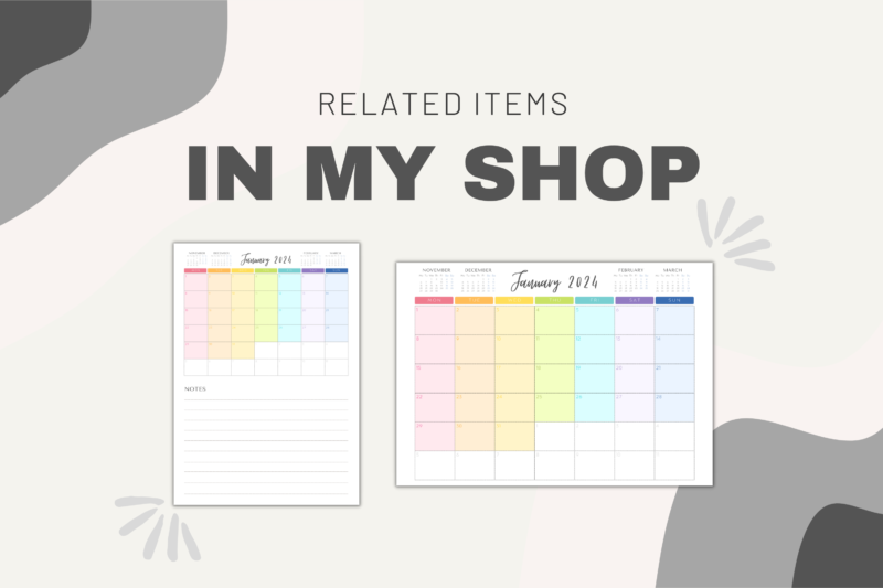 2024 Printable Monthly Calendar with Notes Section | PDF Digital File | A4 & A3 Sizes | Clean and Simple Minimalist Design - Image 8