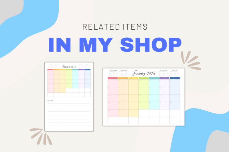 2024 Printable Months-at-a-Glance Monthly Calendar | PDF Digital File | A4 & A3 Sizes | with View of Previous and Next Months on Page - Image 9